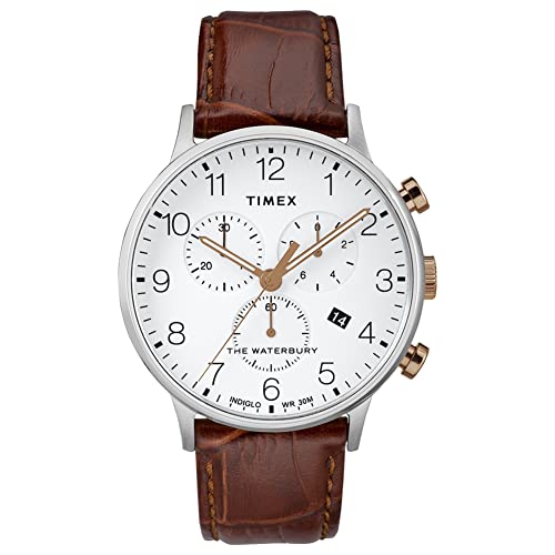 Timex Herren Chronograph Armbanuhr mit Leder Armband Waterbury von Timex