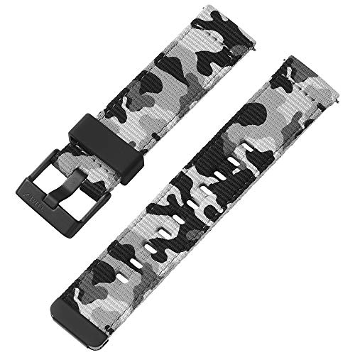 Timex 22 mm Stoff-Schnellverschluss-Armband, schwarz, Winter-Tarnmuster mit schwarzer Schnalle, Schwarz, Winter-Tarnmuster, Armband von Timex