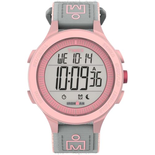Timex Ironman Training Damen-Armbanduhr, 42 mm, graues, elastisches, rasch zu fixierendes Stoffarmband, digitales Ziffernblatt, rosa Gehäuse TW5M64200 Timex Ironman Training Damen-Armbanduhr, 42 mm, graues, elastisches, rasch zu fixierendes Stoffarmband, digitales Ziffernblatt, rosa Gehäuse TW5M64200 von Timex