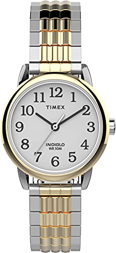 Timex Easy Reader 25mm Damen-Armbanduhr mit Dehnband, perfekte Passform TW2V05900, Silber von Timex