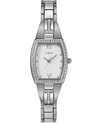 Timex Main Street Damen-Armbanduhr, 22 mm, Armband aus silberfarbener Legierung, silberfarbenes Zifferblatt, silberfarbenes Gehäuse TW2W95600 von Timex