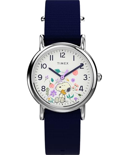 Timex Peanuts Herren-Armbanduhr, 31 mm, blaues Stoffarmband, einlagiges weißes Zifferblatt, silberfarbenes Gehäuse TW2Y30800 Timex Peanuts Herren-Armbanduhr, 31 mm, blaues Stoffarmband, einlagiges weißes Zifferblatt, silberfarbenes Gehäuse TW2Y30800 von Timex