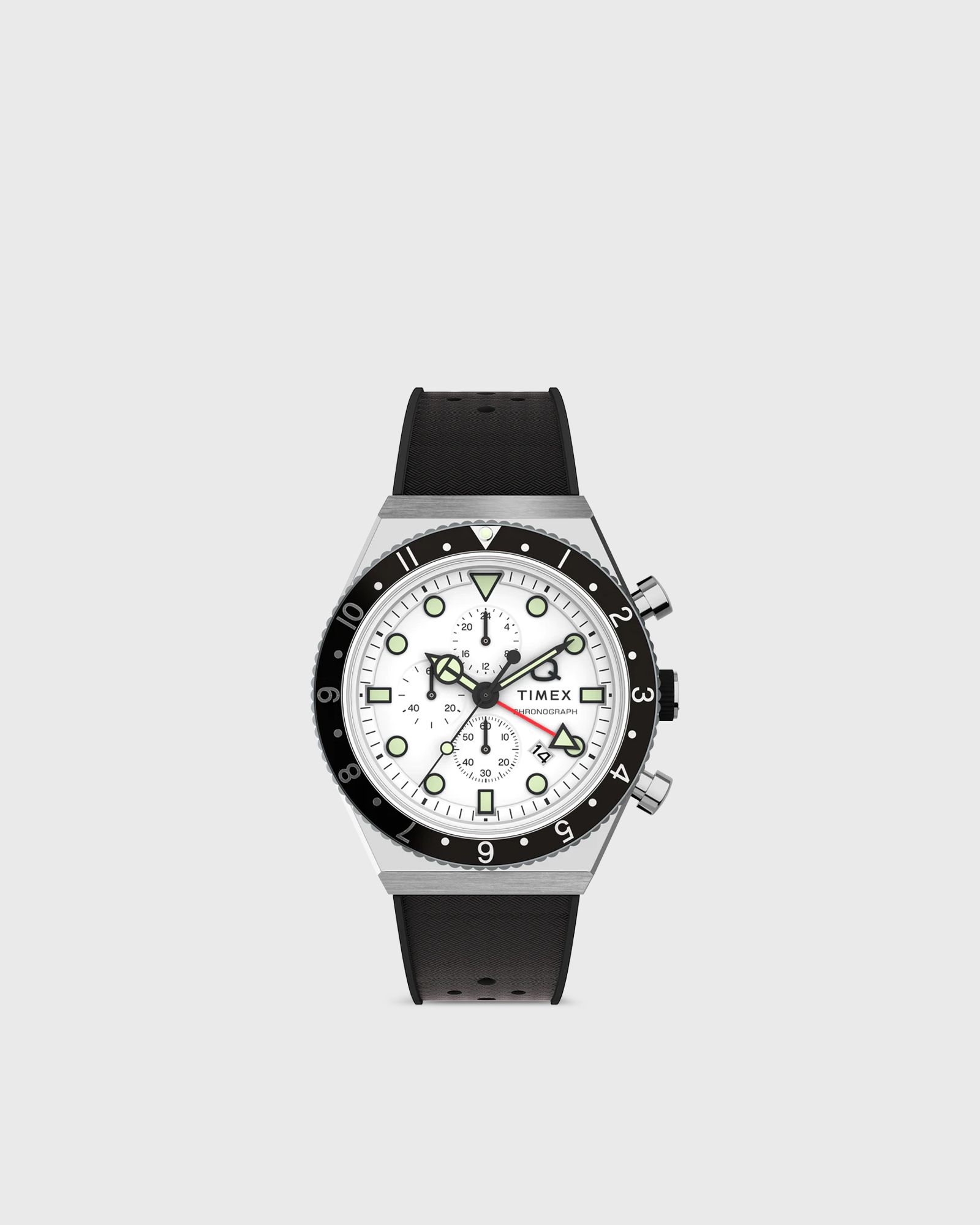 Timex Q Timex 3 Time Zone Chronograph men Watches black|silver in Größe:ONE SIZE von Timex