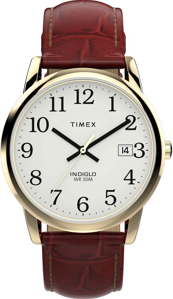 Timex Quarzuhr EASY READER CLASSIC TW2W95500VV, Armbanduhr, Herrenuhr, Damenuhr,Lederarmband,Datum von Timex