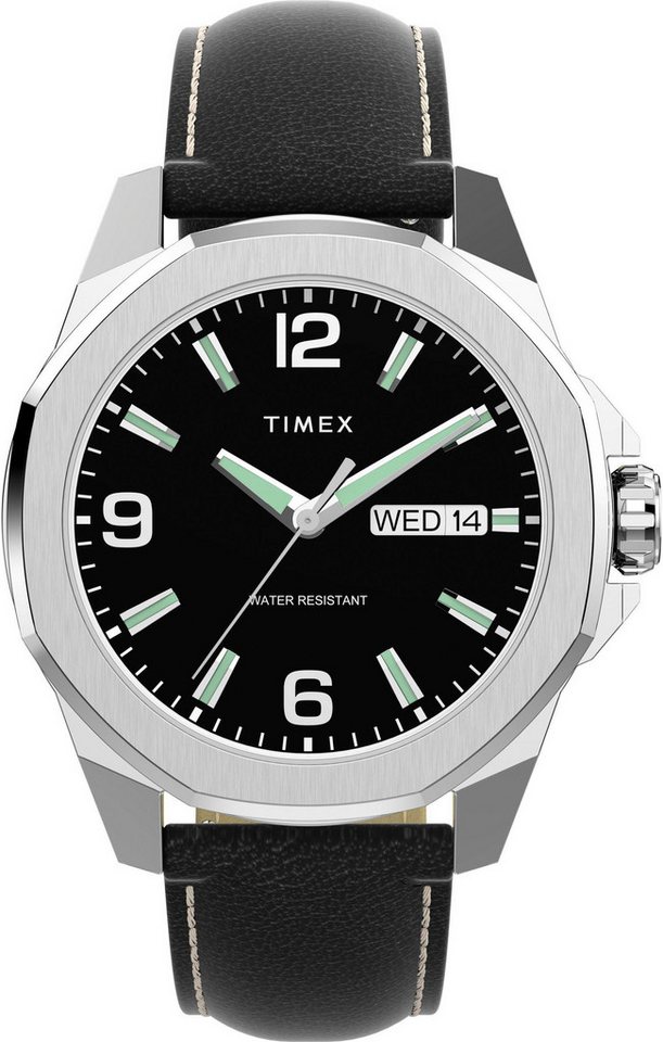 Timex Quarzuhr ESSEX TW2W92900AJ, Armbanduhr, Herrenuhr,Lederarmband,Datum, Leuchtzeiger von Timex