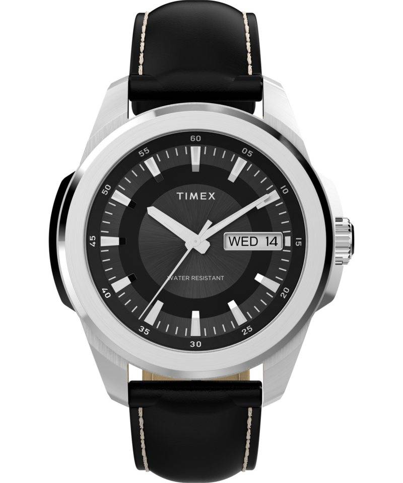 Timex Quarzuhr ESSEX TW2Y20600AJ, Armbanduhr, Herrenuhr, Lederarmband, Datum, Leuchtzeiger von Timex