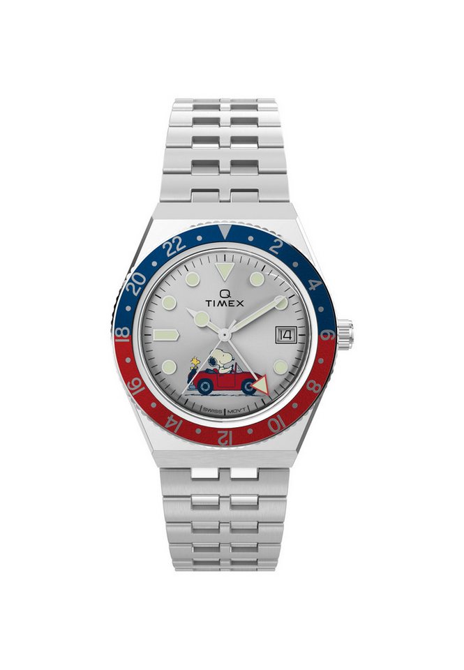 Timex Quarzuhr Q Timex GMT x Peanuts - Car, (1-tlg), Quarz-Analoguhr von Timex