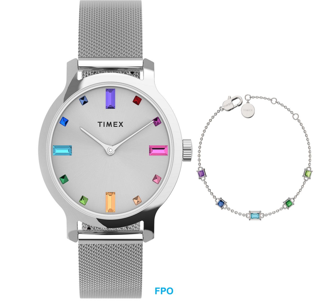 Timex Quarzuhr TRANSCEND TWG066900AJ, (Set, mit Schmuckarmband), Armbanduhr, Damenuhr, Edelstahlarmband, Geschenkidee, analog von Timex