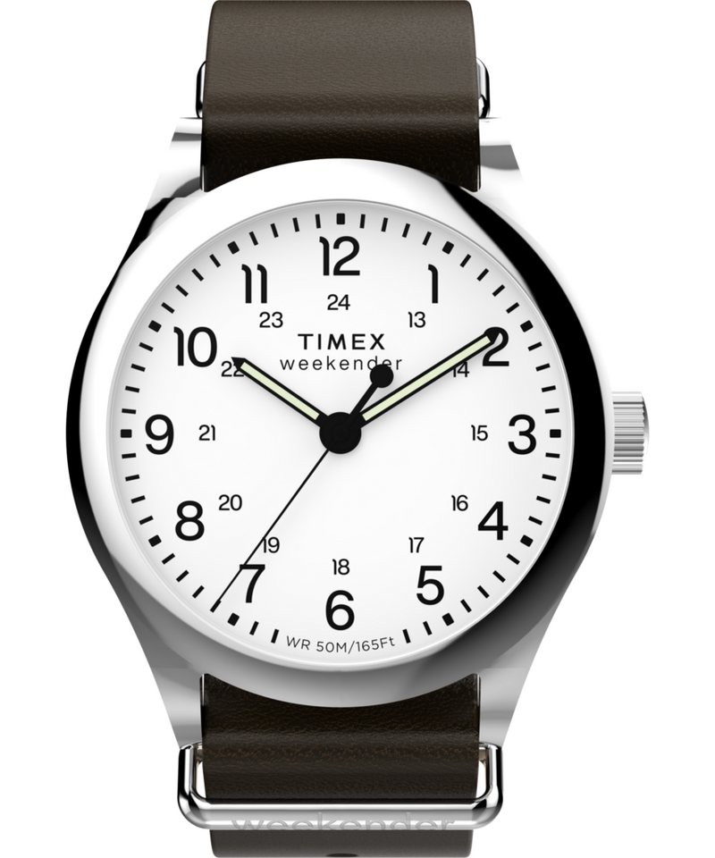 Timex Quarzuhr WEEKENDER NEW ENGLAND TW2Y35800AJ, Armbanduhr, Herrenuhr, Lederarmband, Leuchtzeiger, analog von Timex