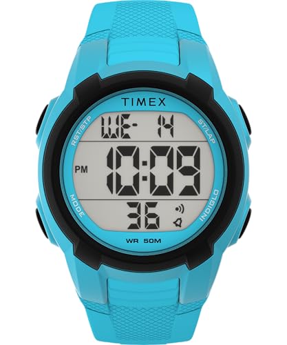 Timex Sport Unisex-Armbanduhr, 40 mm, blaues Polyurethan-Armband, digitales Ziffernblatt, blaues Gehäuse TW5M62900 von Timex