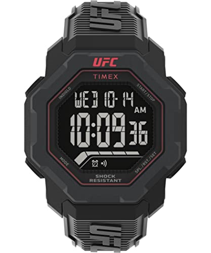 Timex UFC Strength Knockout 48mm Herren-Armbanduhr mit schwarzem Harz-Armband TW2V88100 von Timex