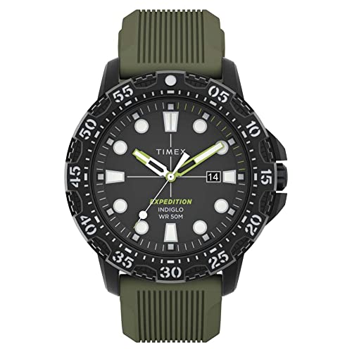 Timex Expedition Gallatin 44mm Sportuhr, grünes Zifferblatt, grünes Silikonarmband, TW4B25400 von Timex