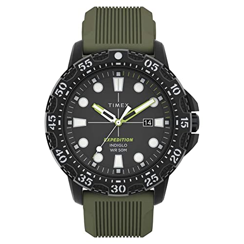 Timex Expedition® Gallatin 44mm Sportuhr, grünes Zifferblatt, grünes Silikonarmband, TW4B25400 von Timex