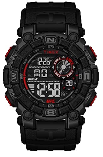Timex UFC Herren-Chronographen-Armbanduhr 50mm, schwarz, Kunstharz-Armband, TW5M53700 Timex UFC Herren-Chronographen-Armbanduhr 50mm, schwarz, Kunstharz-Armband, TW5M53700 von Timex