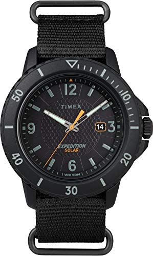 Timex Expedition Gallatin Solar Herren-Armbanduhr, rutschhemmend, schwarzes Nylonband, 44 mm TW2U30300 von Timex