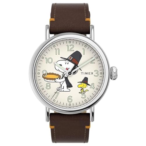 Timex Standard Peanuts Snoopy Woodstock Pilger Thanksgiving Uhr TW2V60100, beige von Timex