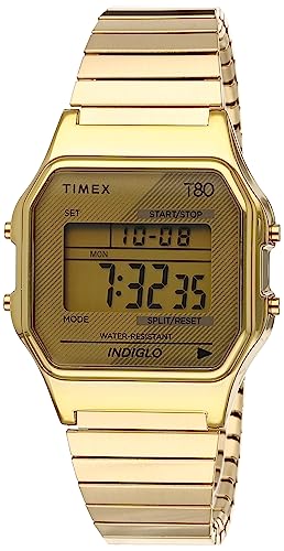 Timex T80 34mm Uhr - Gold-Ton mit Edelstahl-Erweiterungsband TW2R79000 von Timex