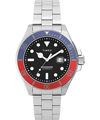 Timex Trend Mechanical Herren-Armbanduhr, 43 mm, Edelstahlarmband, blaues Zifferblatt, silberfarbenes Gehäuse TW2V72100 von Timex