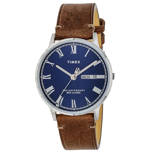 Timex Herren Analog Uhr mit Leder Armband Waterbury Traditional von Timex