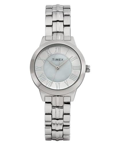 Timex TW2Y38400 Main Street Damen-Armbanduhr, 30 mm, Armband aus silberfarbener Legierung mit silberfarbenem Zifferblatt und silberfarbenem Gehäuse von Timex