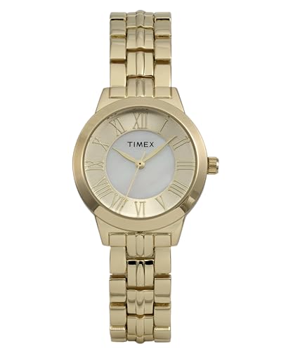 Timex TW2Y38600 Main Street Damen-Armbanduhr, 30 mm, goldfarbenes Armband aus Legierung mit goldfarbenem Zifferblatt und goldfarbenem Gehäuse von Timex