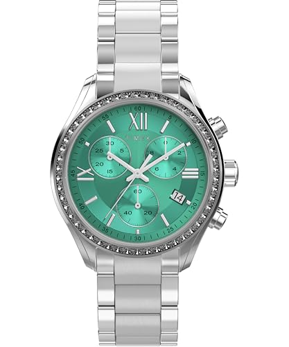 Timex Trend Damen-Armbanduhr, 38 mm, silberfarbenes Armband aus Legierung, blaues Ziffernblatt, silberfarbenes Gehäuse TW2Y28200 von Timex