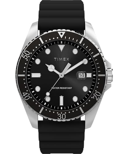 Timex Trendige Herren-Armbanduhr, 42 mm, schwarzes Silikonarmband, schwarzes Ziffernblatt, silberfarbenes Gehäuse TW2W71400 Timex Trendige Herren-Armbanduhr, 42 mm, schwarzes Silikonarmband, schwarzes Ziffernblatt, silberfarbenes Gehäuse TW2W71400 von Timex