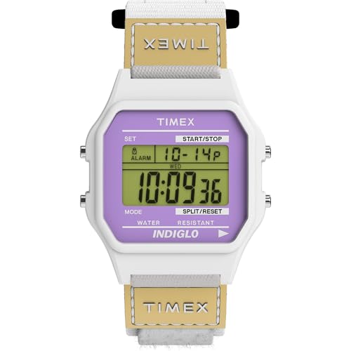 Timex Main Street Unisex-Armbanduhr, 36 mm, weißes Nylonband, digitales Zifferblatt, weißes Gehäuse TW2W72300 von Timex
