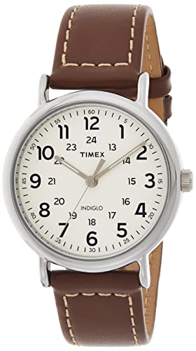 Timex Unisex Erwachsene Analog Quarz Uhr mit Leder Armband TW2R42400JT von Timex