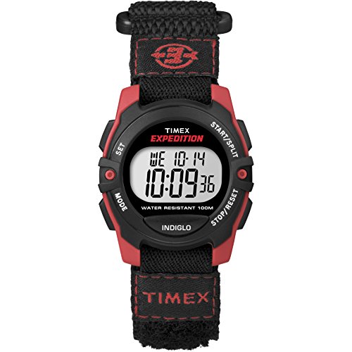 Timex Unisex Expedition Mittlere Größe Digital CAT Schwarz/Rote Schnell Wickel Klettverschluss Uhr T49956 von Timex