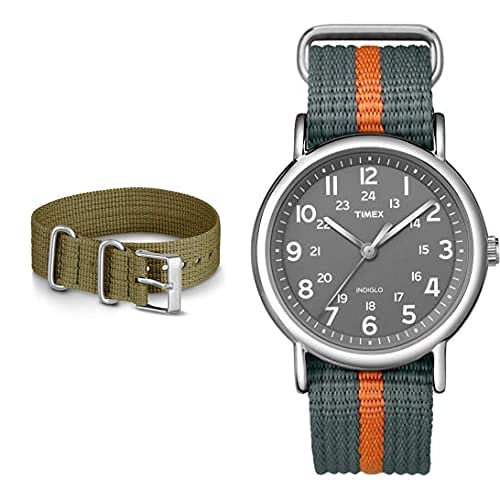 Timex Unisex Quarz Armbanduhr mit Nylon Armband T2N649 + Weekender Unisex Uhrenarmband TW7C05700 von Timex