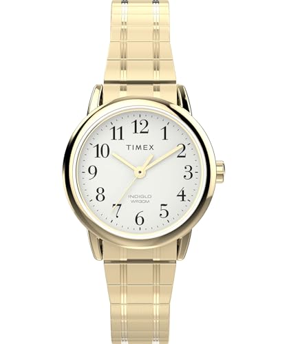 Timex Easy Reader Damen-Armbanduhr, 25 mm, goldfarbenes Edelstahl-Stretcharmband, weißes Zifferblatt, goldfarbenes Gehäuse TW2W52400 Timex Easy Reader Damen-Armbanduhr, 25 mm, goldfarbenes Edelstahl-Stretcharmband, weißes Zifferblatt, goldfarbenes Gehäuse TW2W52400 von Timex