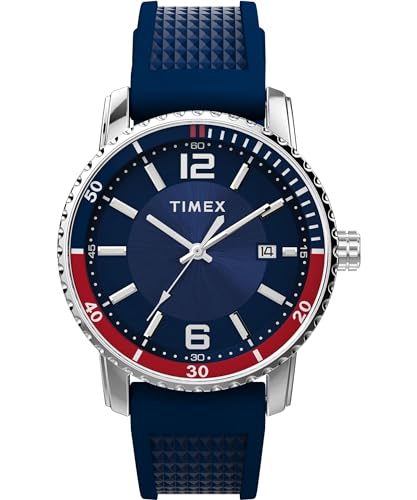 Timex Herren-Armbanduhr, Dress Watch, 41 mm, blaues Silikonarmband, blaues Zifferblatt, Edelstahlgehäuse TW2W60500 Timex Herren-Armbanduhr, Dress Watch, 41 mm, blaues Silikonarmband, blaues Zifferblatt, Edelstahlgehäuse TW2W60500 von Timex