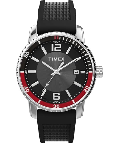 Timex Herren-Armbanduhr, Dress Watch, 41 mm, schwarzes Silikonarmband, schwarzes Zifferblatt, Edelstahlgehäuse TW2W60600 Timex Herren-Armbanduhr, Dress Watch, 41 mm, schwarzes Silikonarmband, schwarzes Zifferblatt, Edelstahlgehäuse TW2W60600 von Timex