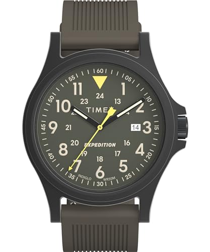 Timex Expedition Acadia Herren-Armbanduhr, 40 mm, metallisch-graues Silikonarmband, grünes Zifferblatt, schwarzes Gehäuse TW4B30000 Timex Expedition Acadia Herren-Armbanduhr, 40 mm, metallisch-graues Silikonarmband, grünes Zifferblatt, schwarzes Gehäuse TW4B30000 von Timex