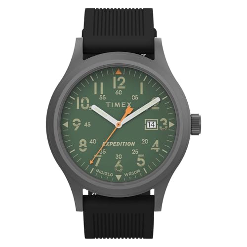 Timex Expedition Scout Herren-Armbanduhr, 40 mm, schwarzes Silikonarmband, grünes Zifferblatt, metallisch-graues Gehäuse TW4B30200 Timex Expedition Scout Herren-Armbanduhr, 40 mm, schwarzes Silikonarmband, grünes Zifferblatt, metallisch-graues Gehäuse TW4B30200 von Timex
