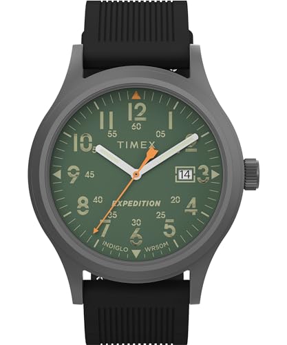 Timex Expedition Scout Herren-Armbanduhr, 40 mm, schwarzes Silikonarmband, grünes Zifferblatt, metallisch-graues Gehäuse TW4B30200 Timex Expedition Scout Herren-Armbanduhr, 40 mm, schwarzes Silikonarmband, grünes Zifferblatt, metallisch-graues Gehäuse TW4B30200 von Timex