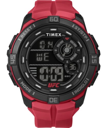 Timex UFC Rush Herren-Armbanduhr, 52 mm, rotes Armband, digitales Zifferblatt, schwarzes Gehäuse TW5M59200 von Timex