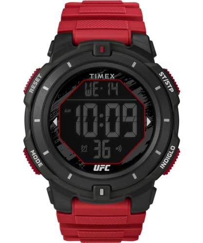 Timex UFC Rumble Herren-Armbanduhr, 50 mm, rotes Armband, digitales Zifferblatt, schwarzes Gehäuse TW5M59800 von Timex