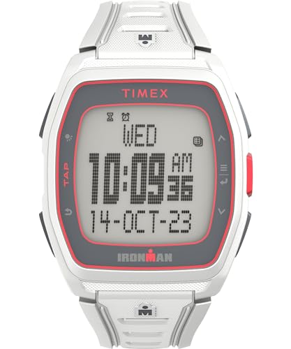 Timex Ironman T300 Armbanduhr, Unisex, 42 mm, weißes Silikonarmband, digitales Zifferblatt, weißes Gehäuse TW5M62500 von Timex