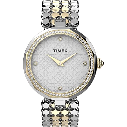 Timex Women's Asheville 34mm Quartz Dress Watch with Brass Strap, Two-Tone, 5 (Model: TW2V02700VQ) von Timex