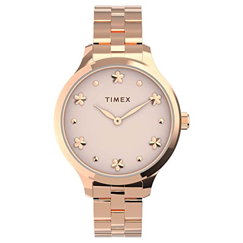 Timex Women's Peyton 36mm Quartz Dress Watch with Stainless Steel Strap, Rose Gold, 14 (Model: TW2V23400VQ) von Timex