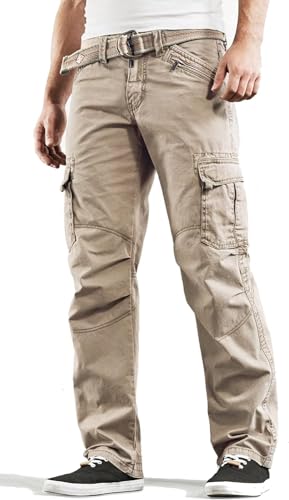Timezone BenitoTZ Herren Cargohose Benito mit Stoffgürtel (W30/L32, Dune Brown) von Timezone