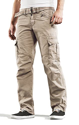 Timezone BenitoTZ Herren Cargohose Benito mit Stoffgürtel (W31/L30, Dune Brown) von Timezone