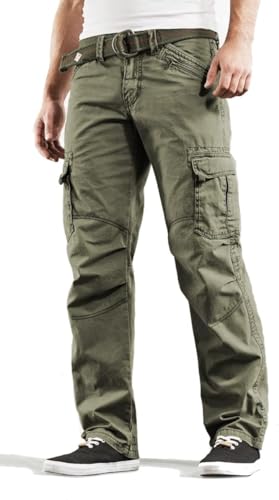 Timezone BenitoTZ Herren Cargohose Benito mit Stoffgürtel (W34/L36, Light Tank Green) von Timezone