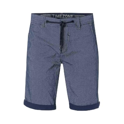 Timezone Chino Shorts Kurze Hose mit Print und Kordelzug Bermuda Twill Pants LucaTZ, Größe Shorts:W30,Farben:Navy von Timezone