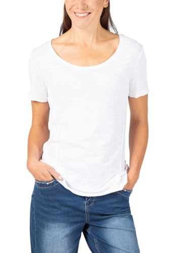 Timezone Damen Basic T-Shirt - Regular Fit XS S M L XL XXL Weiss Lila Orange, Größe:L, Farbe:6020-0100 Pure White von Timezone