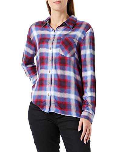 Timezone Damen Boyfriend Fit Blouse Bluse, Blue red Multicolor, XL von Timezone