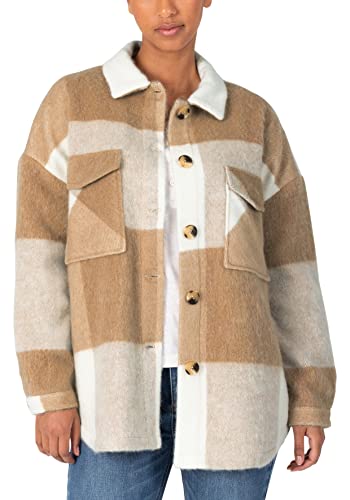 Timezone Damen Check Heavy Overshirt, beige lumbercheck, L von Timezone