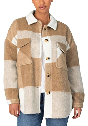 Timezone Damen Check Heavy Overshirt, beige lumbercheck, S von Timezone